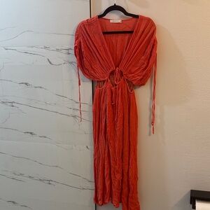 Mustard Seed Vibrant Orange Long Sleeve Dress